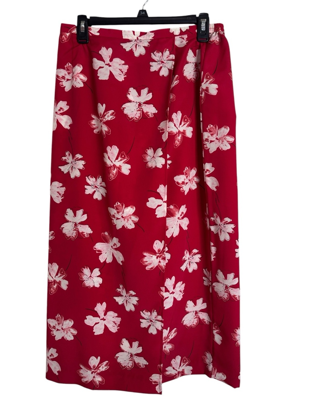Leslie Fay Haberdashery Vintage Red/White Floral Print Maxi Skirt 90s Preppy 12